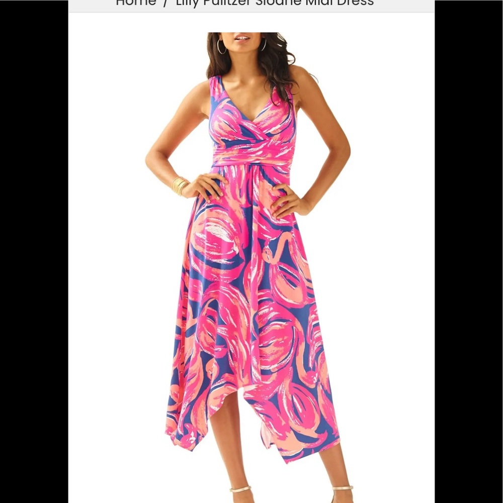 Lilly Pulitzer PLUME BLOOM Sloane V-Neck Midi Dress